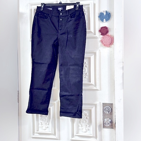 NWT: NYDJ’s Black MID RISE Straight Ankle Button Down Fly, 5Pockets Dressy Pants - Picture 8 of 16